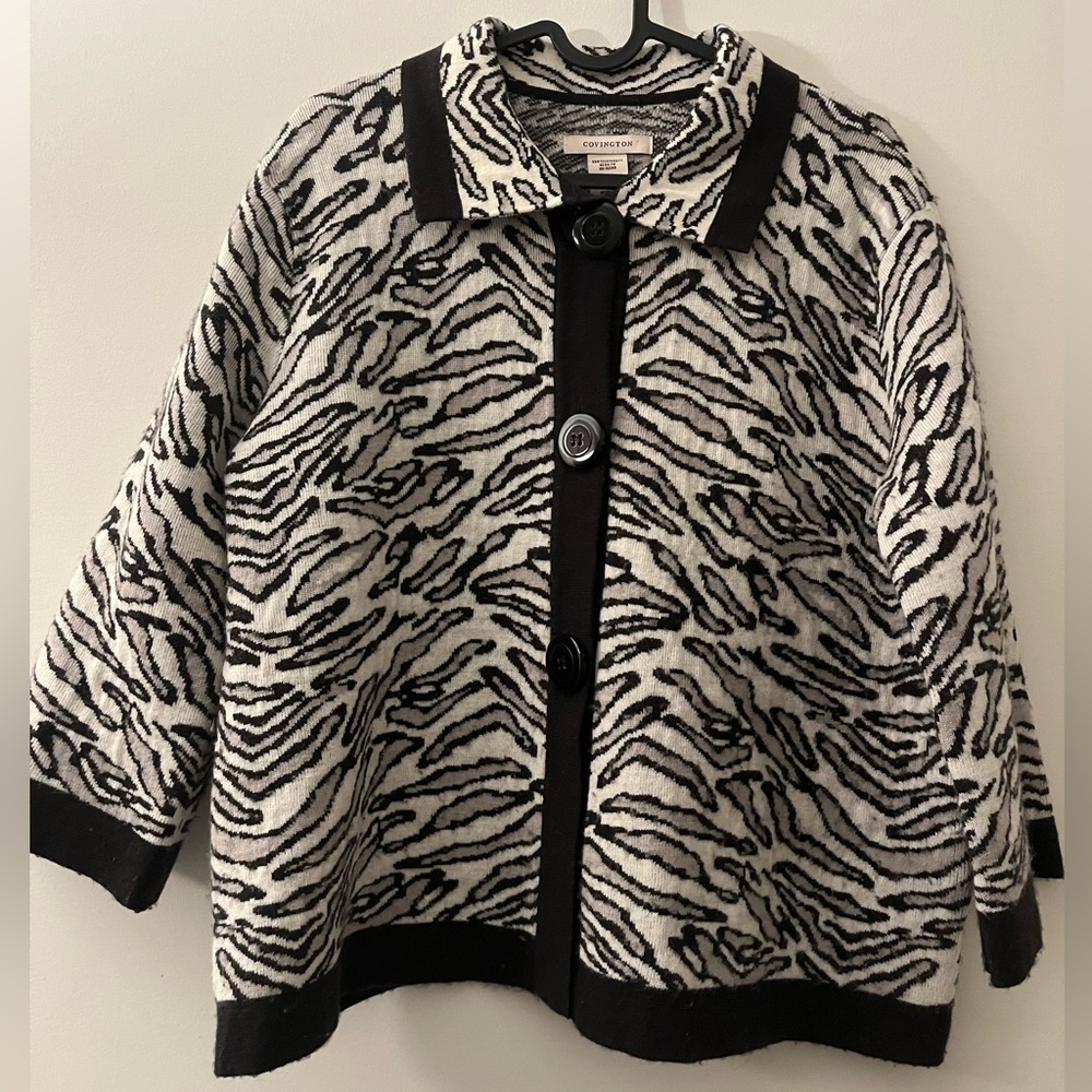 Vintage Wool Blend Leopard Print Cardigan Cape